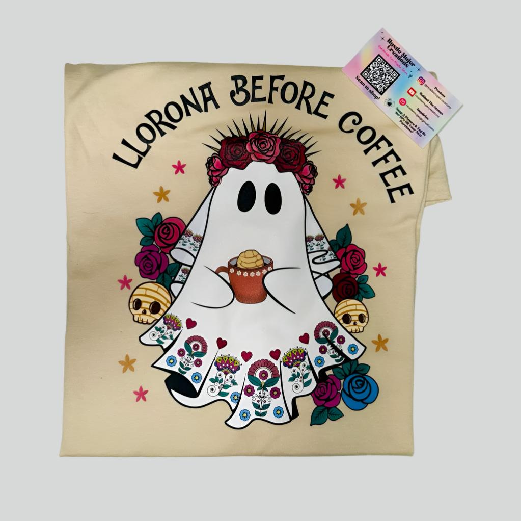 "Llorona Before Coffee" Beige Shirt