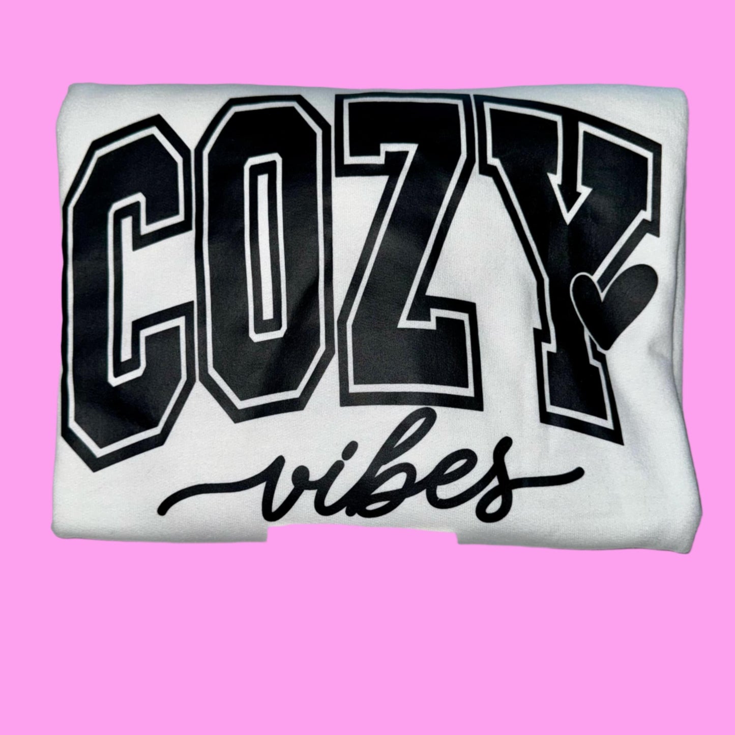 "Cozy Vibes" White Crewneck