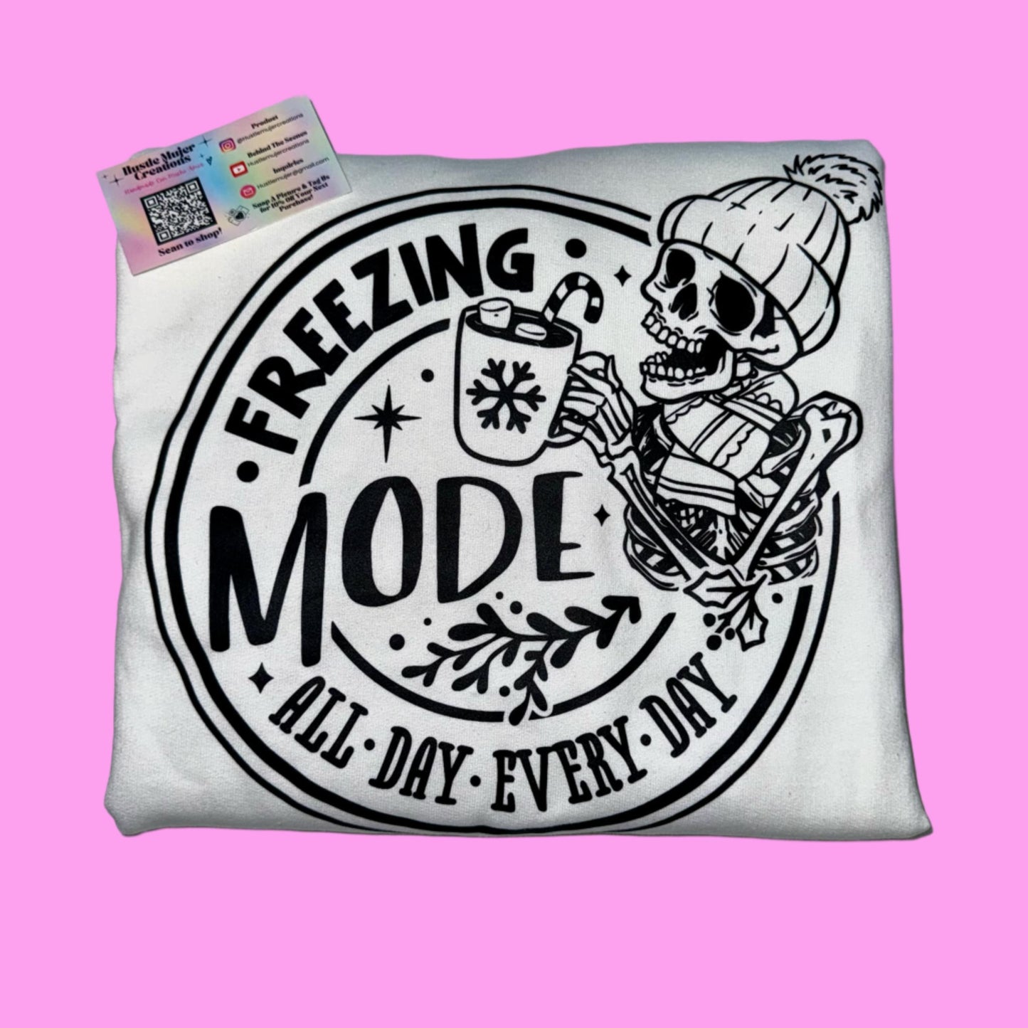 "Freezing Mode" White Crewneck