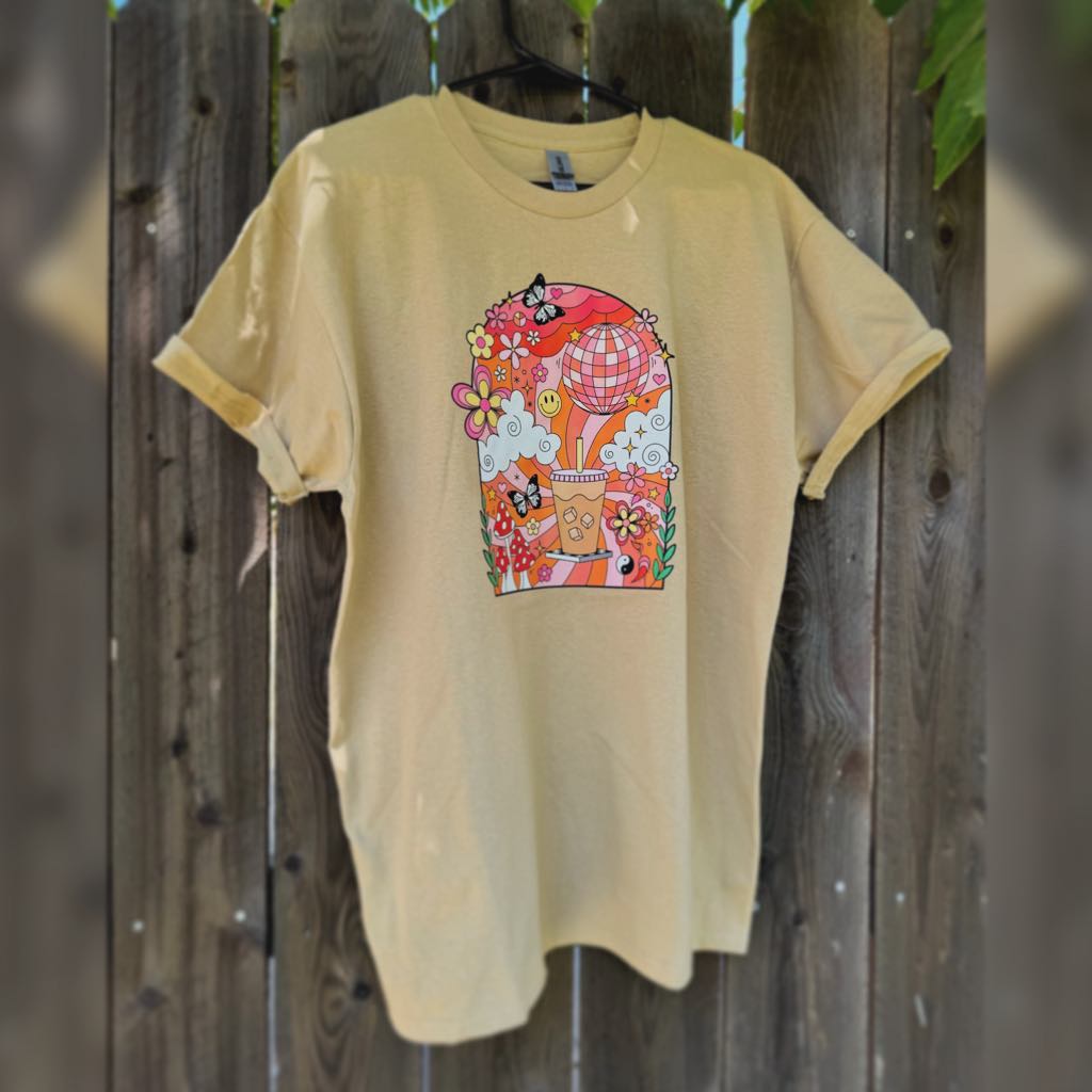“Iced Coffee World” Tan Shirt