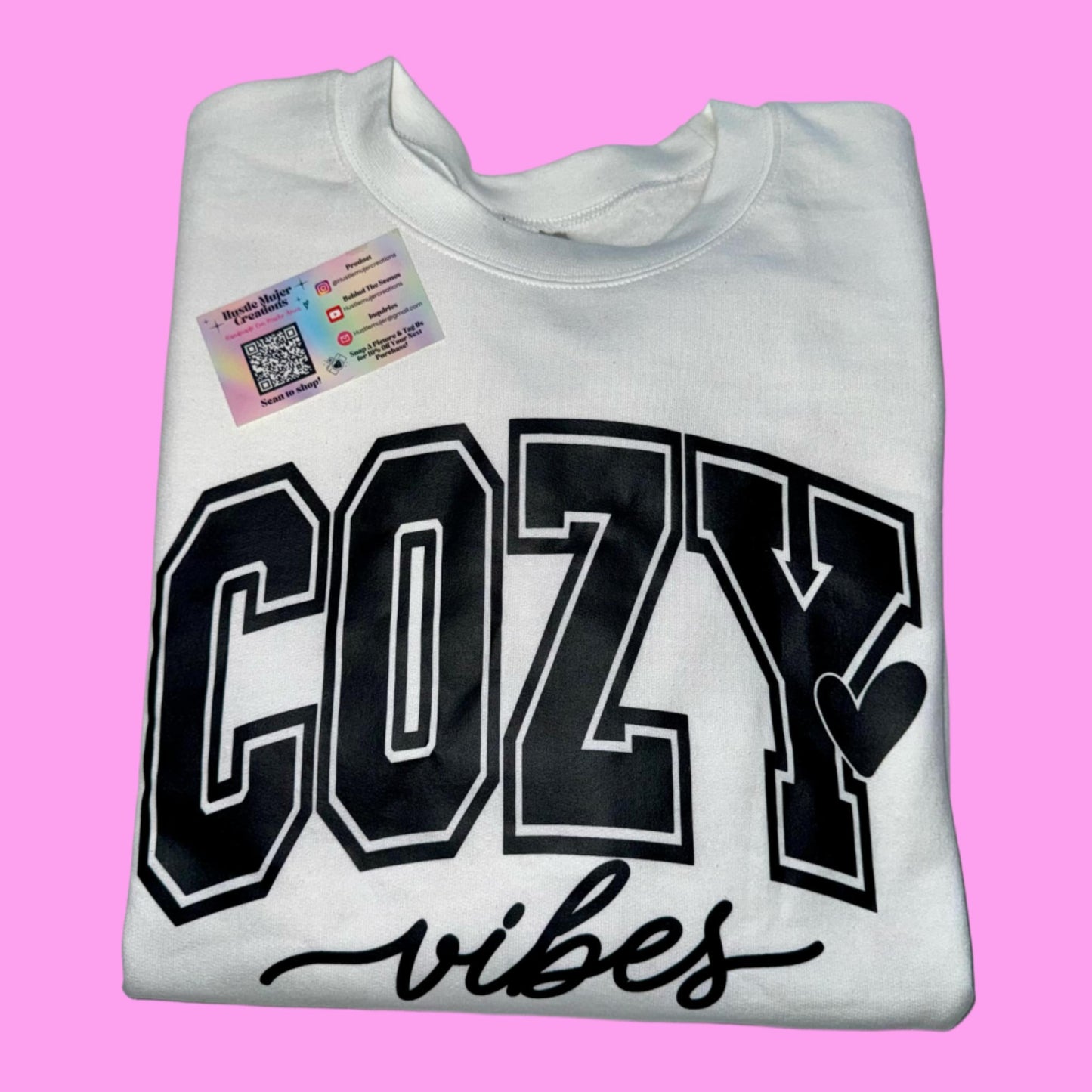 "Cozy Vibes" White Crewneck