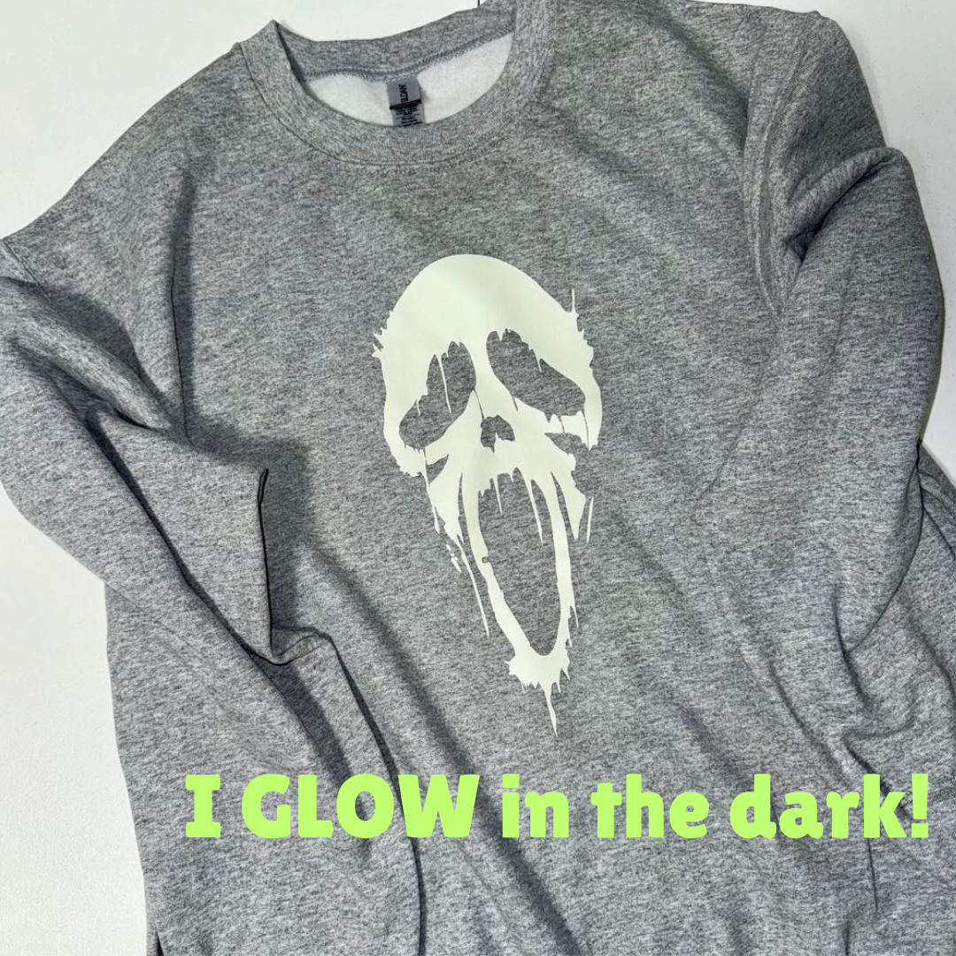 Ghostface Grey Crewneck- GLOW in the dark