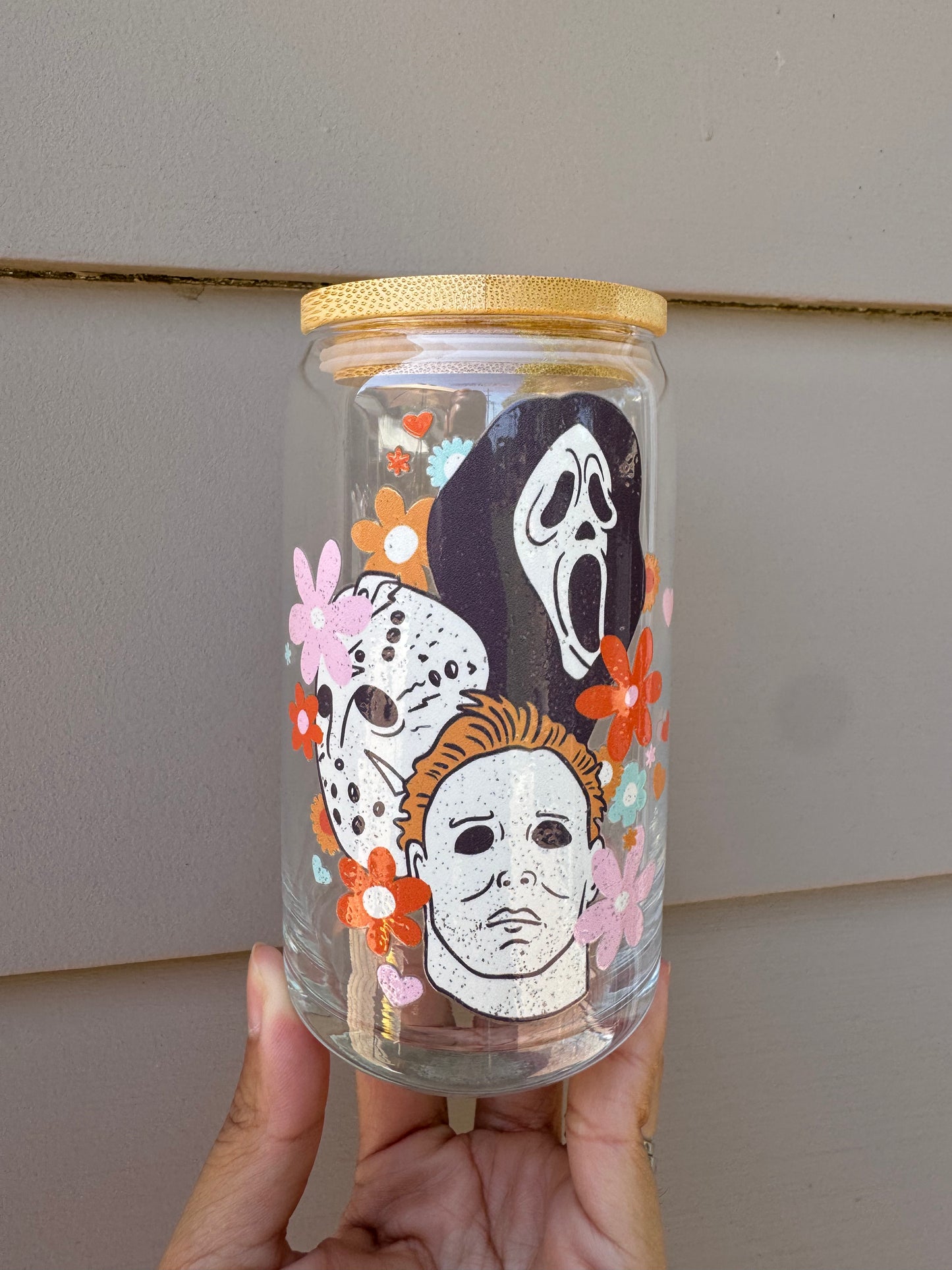 Character Faces Glass Cup