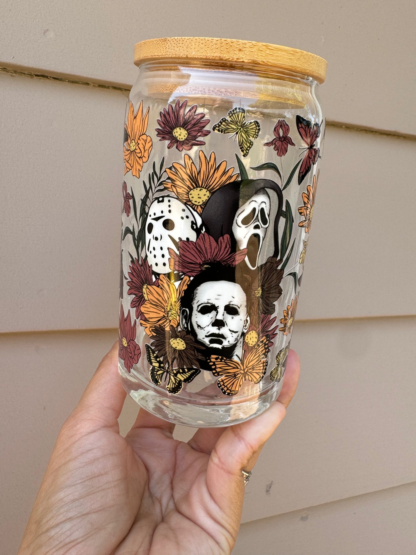 Character Faces Glass Cup