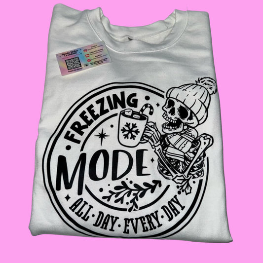 "Freezing Mode" White Crewneck