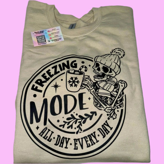 "Freezing Mode" Tan Crewneck