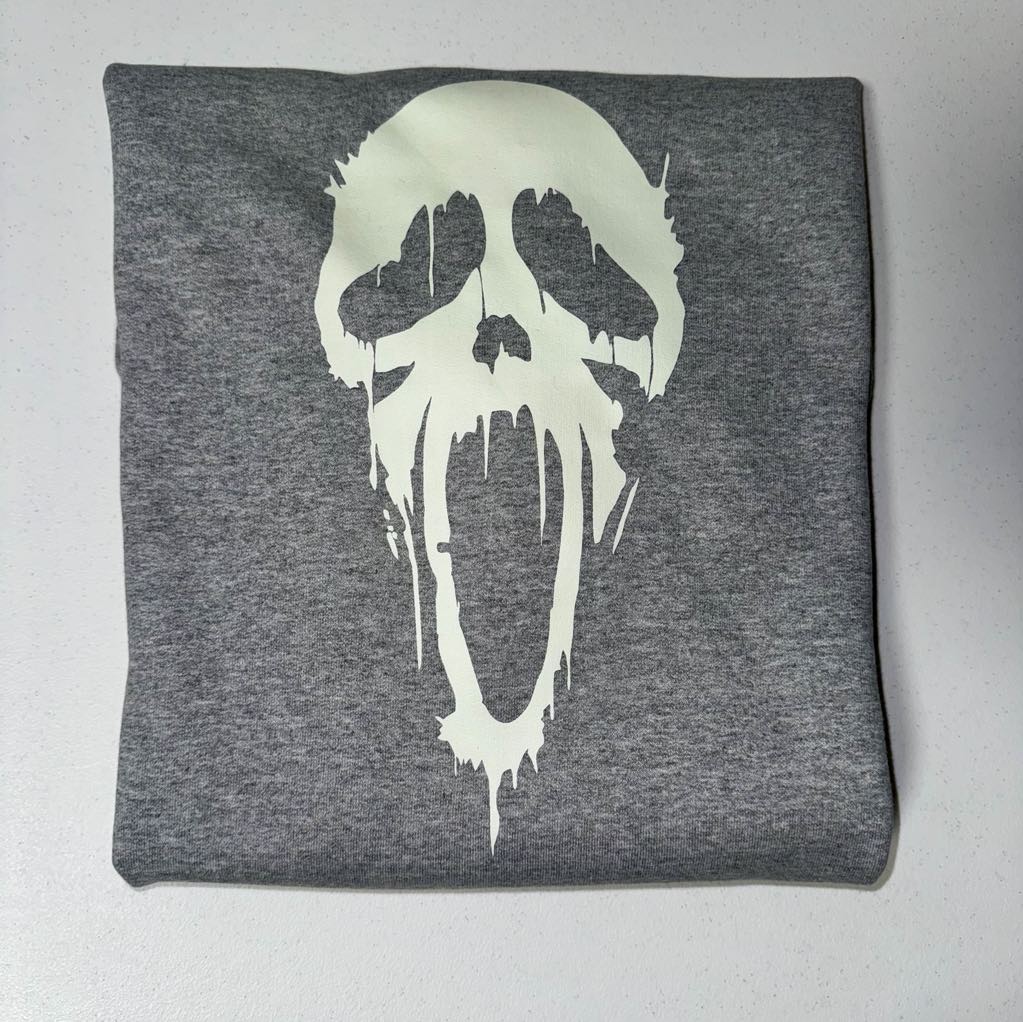 Ghostface Grey Crewneck- GLOW in the dark